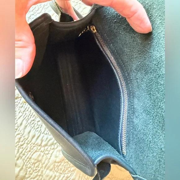 Vintage 90s Coach Chrystie Deepest Forest Green Leather Crossbody Bag Rare Color - Picture 9 of 16